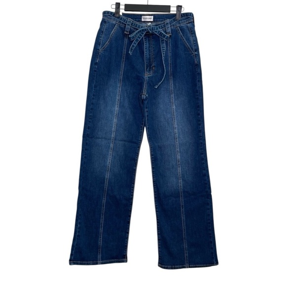 Sneak Peek High Rise Wide Leg Jeans with Tie Belt Medium Wash NWT Size 29 - Picture 4 of 12